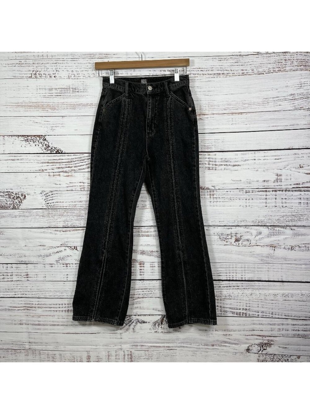 BGD Urban Outfitters Black Slit Flare Wide Leg High Rise Jeans